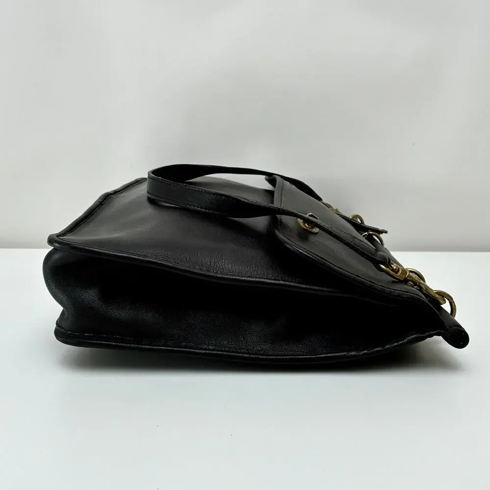 Vintage Laura USA Black Leather Satchel with Shoulder Strap - Laptop Bag - Picture 3 of 13